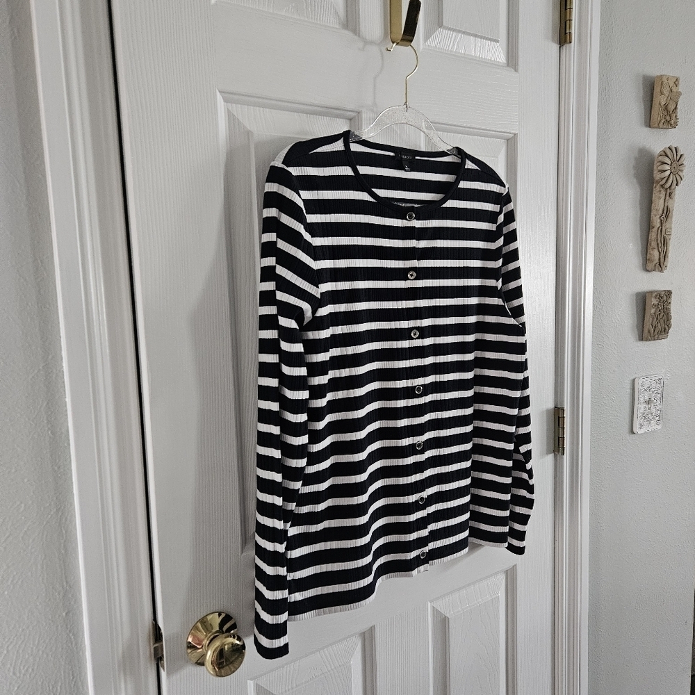 NWOT Talbots Variegated Ribbed Cardigan/Button Front Ribbed Top - Picture 4 of 10